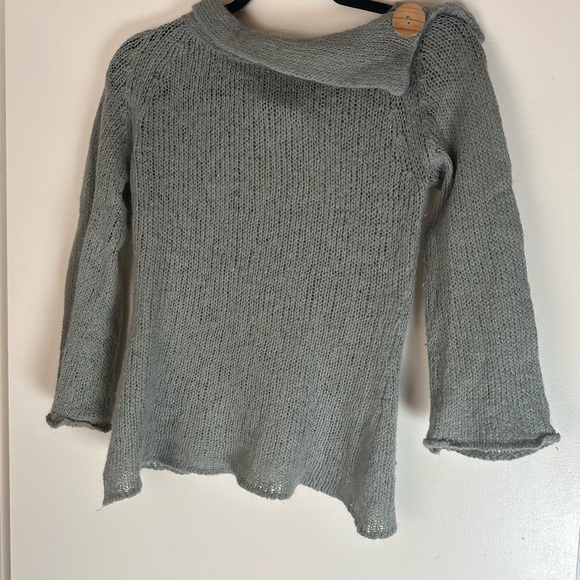 Wooden Ships Antro Grey Mohair Blend CowlNeck Sweater W/Wooden Button Detail M/L - Picture 3 of 15